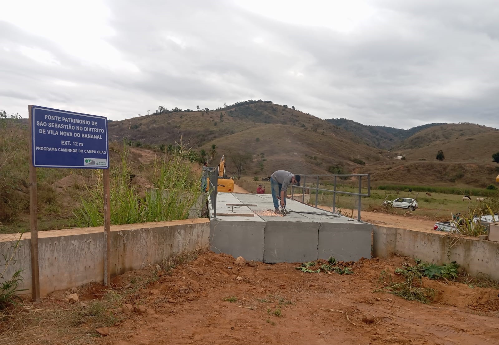Nova ponte em Baixo Guandu recebe vigas de concreto pelo Programa Pontes Rurais-5|||Fotógrafo:Divulgação/Seag